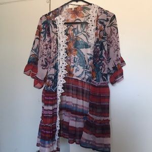 Floral and striped cardigan